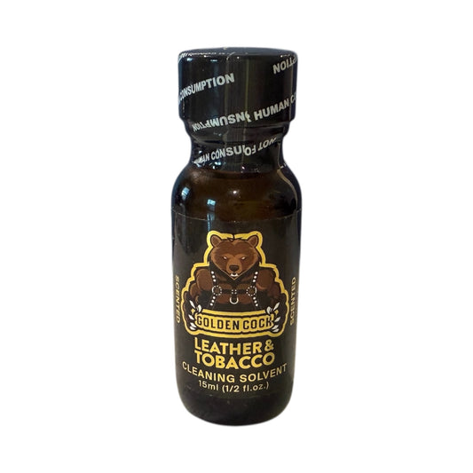 Golden C*ck Leather & Tobacco – 15mL VHS Head Cleaner for Rough Riders
