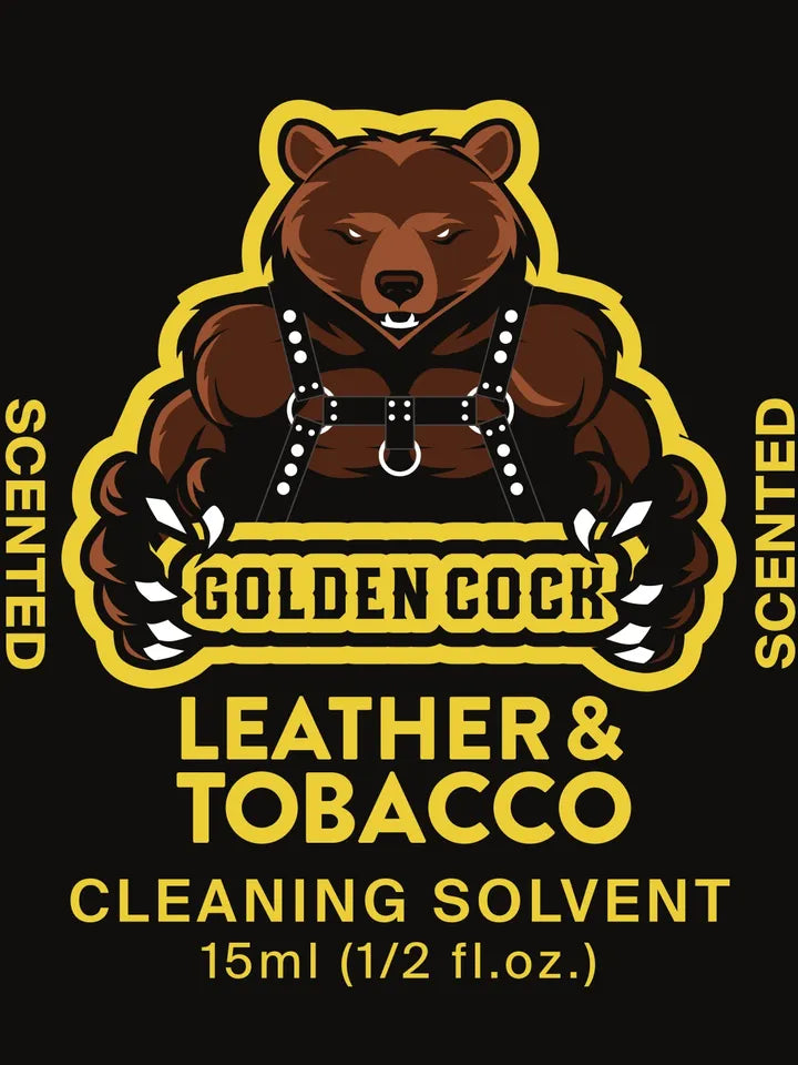 Golden C*ck Leather & Tobacco – 15mL VHS Head Cleaner for Rough Riders